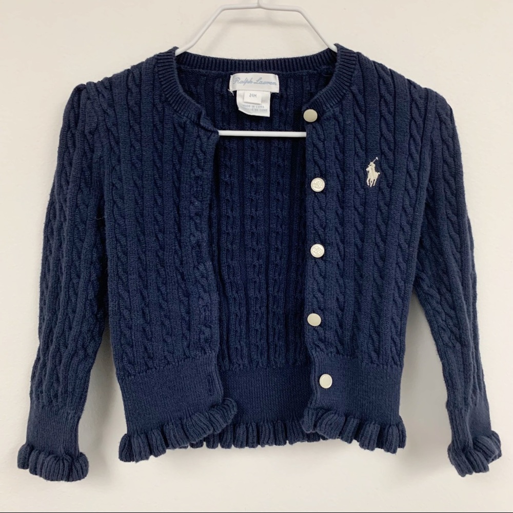 Ralph Lauren baby girl Navy Cable Knit cardigan